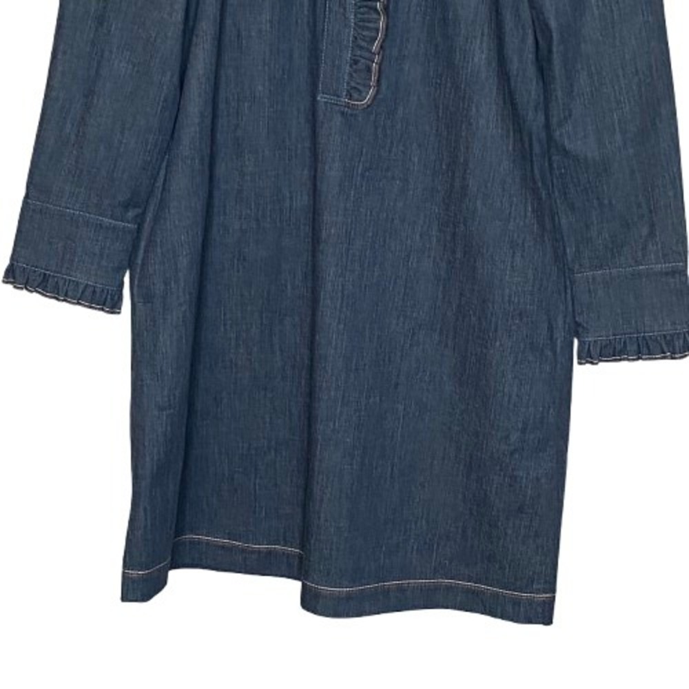 Lafayette 148 Womens Denim Shirt Dress Large Blue Western Quiet Luxury Preppy - Picture 5 of 10